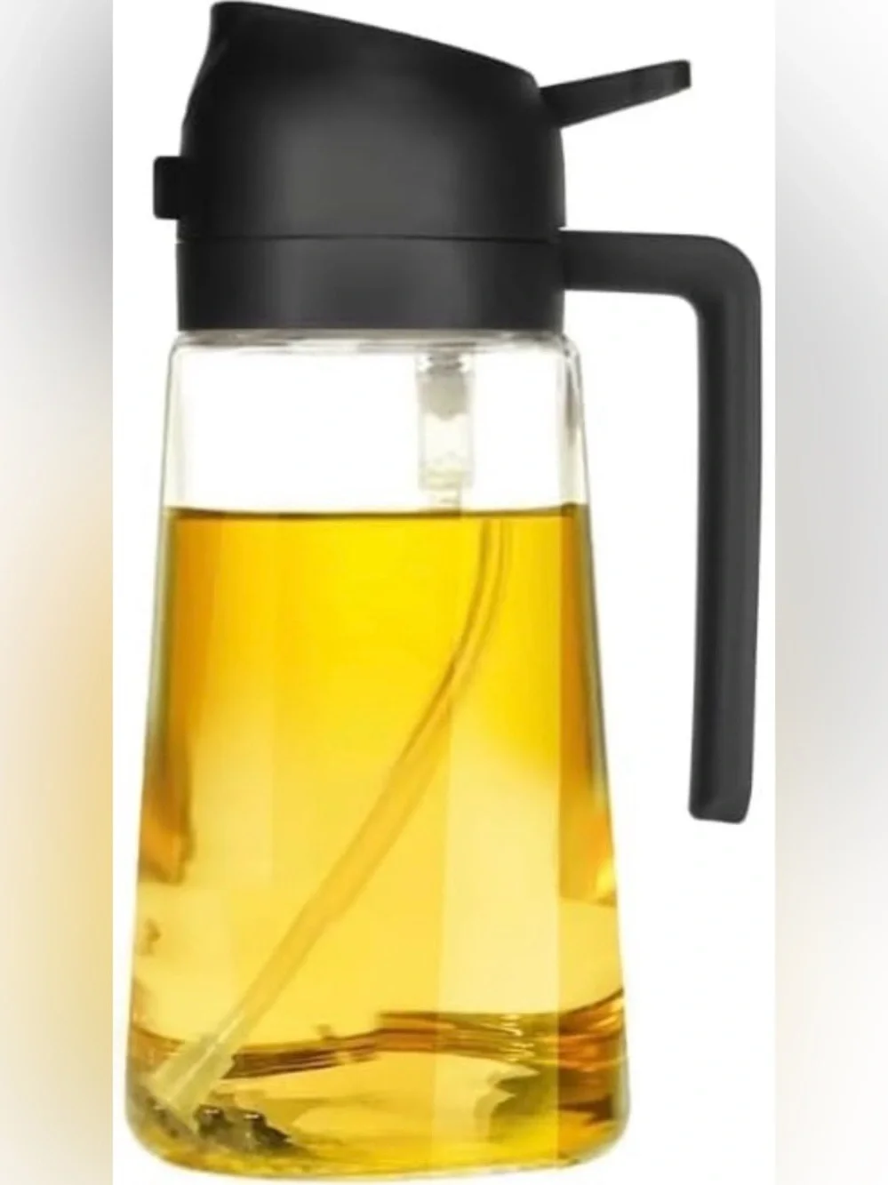 Spray 2-in-1 Olive Oil 16oz Glass Bottle Dispenser (Black)